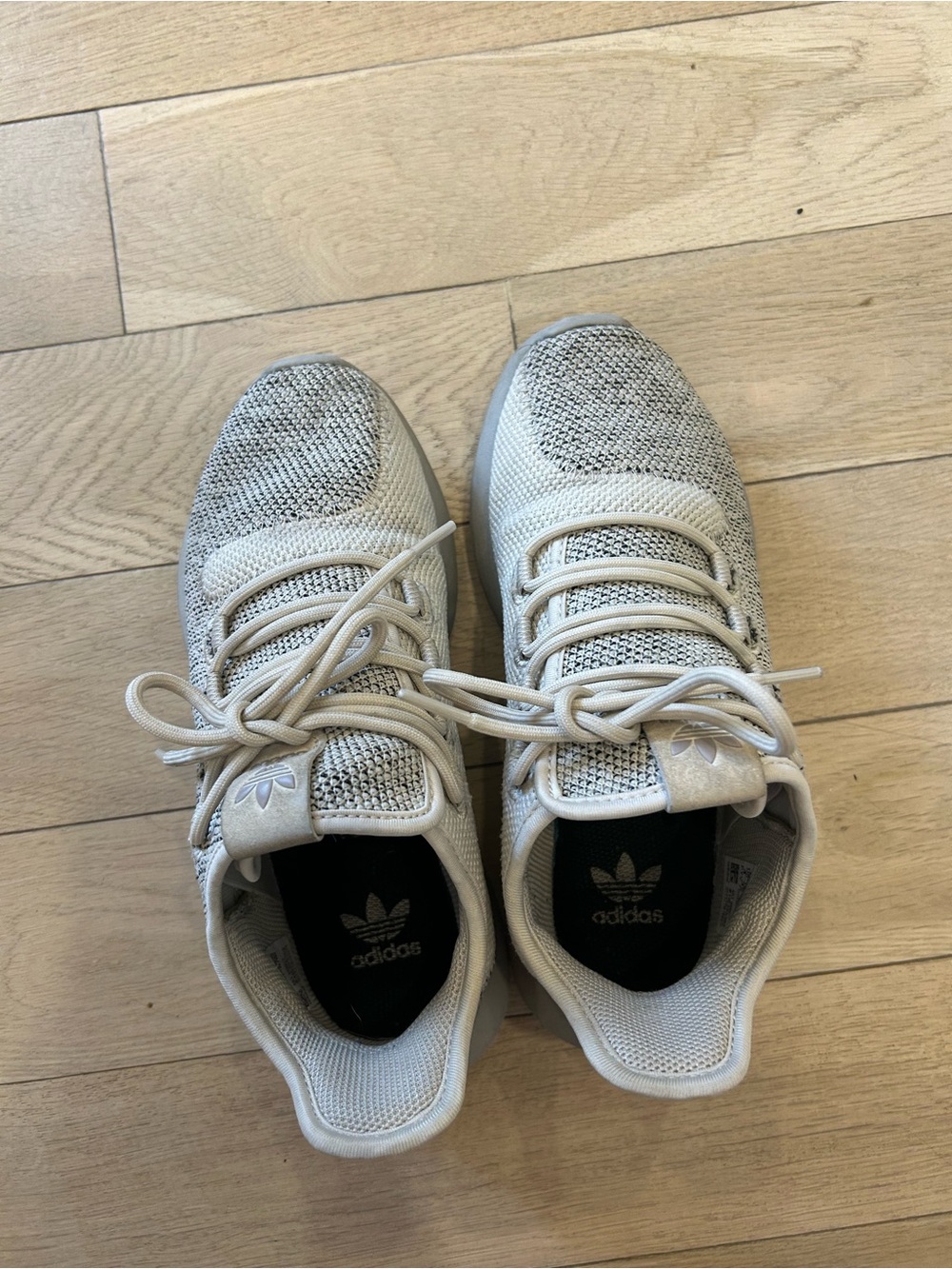 adidas Knit Sneakers in Light Gray and White